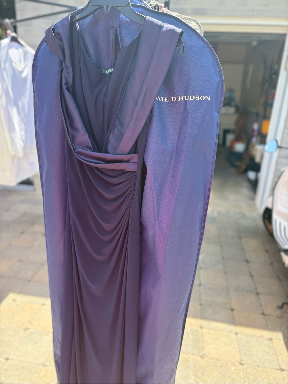 Ralph Lauren Purple Satin Draped evening gown